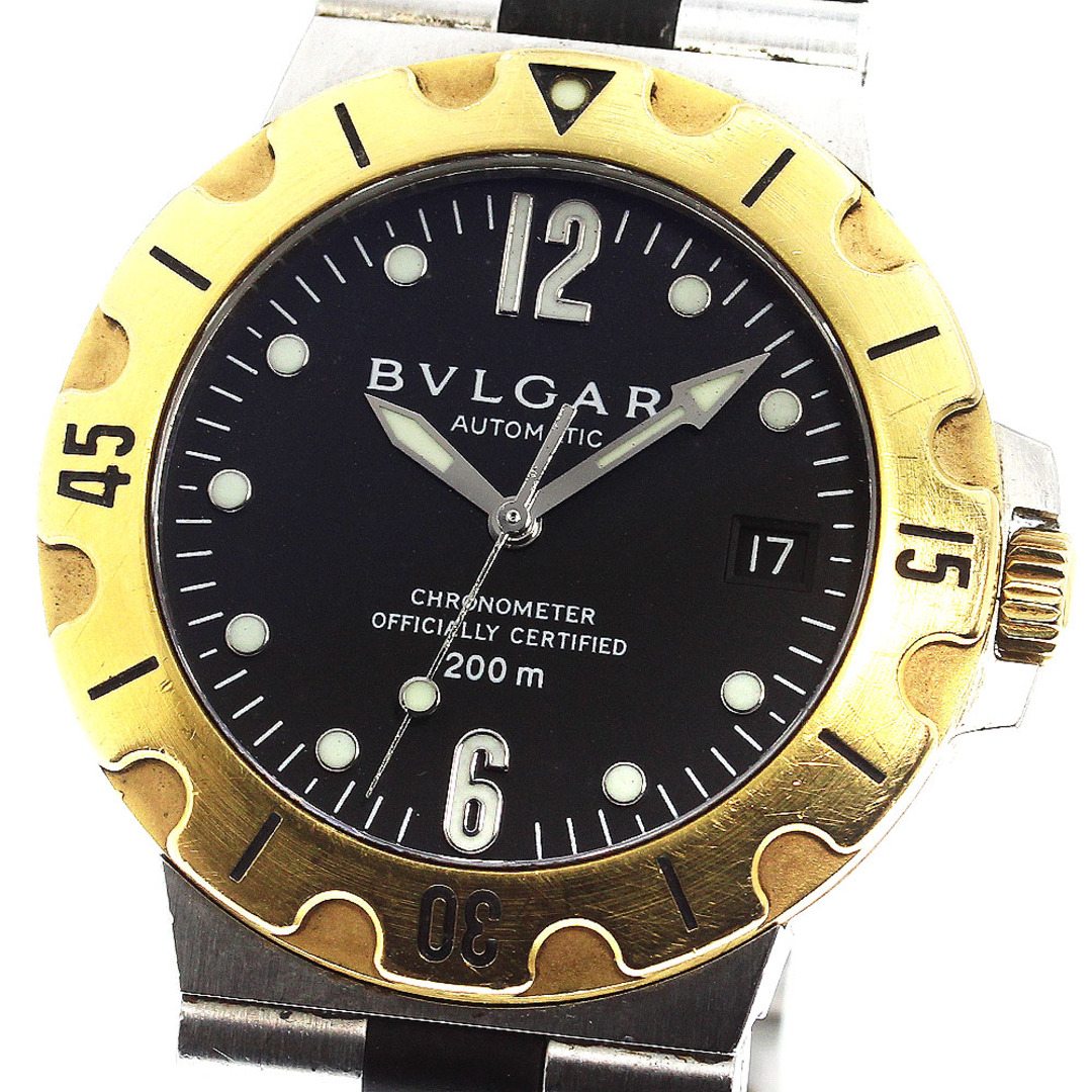 ベルト訳あり☆ 【BVLGARI】ブルガリ ディアゴノ スクーバ YGベゼル デイト SD38SG 自動巻き メンズ_740229