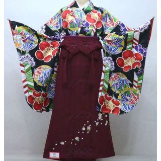 着物袴セット ジュニア用へ直し 135～150cm 和遊日 黒地 NO31754(和服/着物)