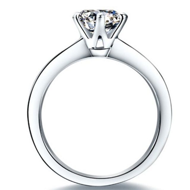 本物のスターリングシルバー1CT輝くダイヤモンドの女性結婚指輪ホワイトゴールドカ 2