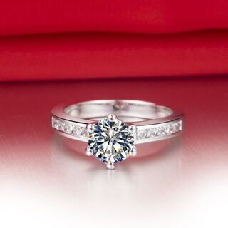 本物のスターリングシルバー1CT輝くダイヤモンドの女性結婚指輪ホワイトゴールドカ