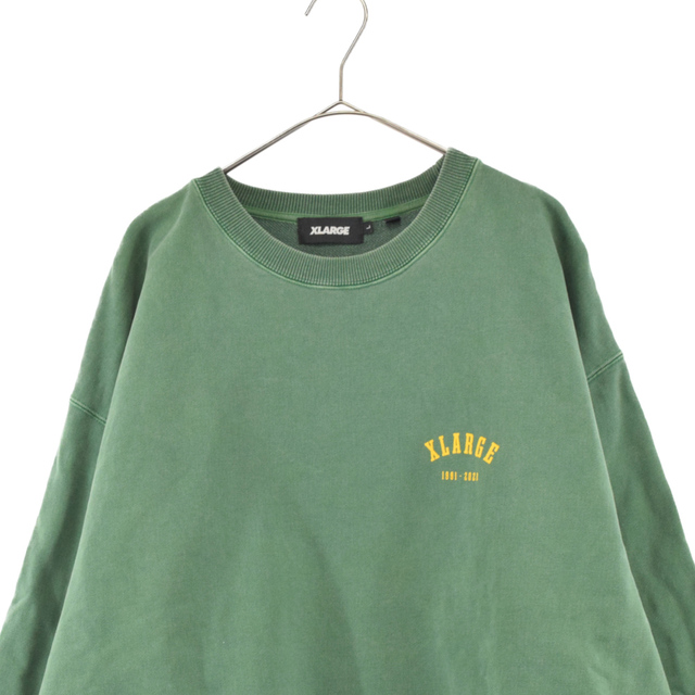 XLARGE(エクストララージ)のX-LARGE エクストララージ EAGLE LOGO PIGMENT CREWNECK SWEAT 101213012029 バックイーグルプリント クルーネックスウェットトレーナー グリーン メンズのトップス(スウェット)の商品写真