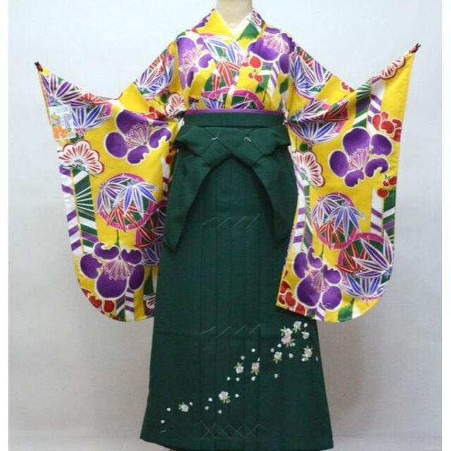 ワンピース型二尺袖 着物 袴フルセット 和遊日 袴変更可能 卒業式 NO31756