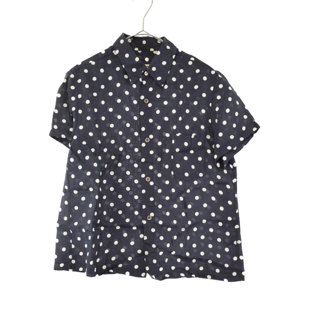 robe de chambre COMME des GARCONS ローブドシャンブル コムデギャルソン 00SS RAYON POLKA DOT S/S SHIRT AD1999/RB-100320 ポルカドット総柄レーヨン半袖シャツ ネイビー レディース