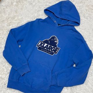 エクストララージ(XLARGE)のX-LARGE パーカー　プルオーバー　スウェット　ブルー　刺繍　希少サイズL(パーカー)