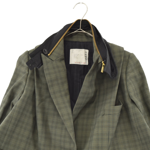 sacai(サカイ)のSacai サカイ 20SS Suiting Jacket グレンチェック テーラードジャケット グリーン レディース 20-04893 レディースのジャケット/アウター(テーラードジャケット)の商品写真