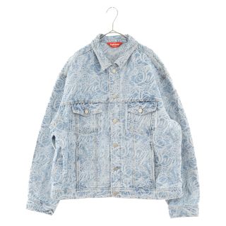 シュプリーム(Supreme)のSUPREME シュプリーム 22AW/Script Jacquard Denim Trucker Jacket スクリプト ジャガード デニムジャケット インディゴブルー(Gジャン/デニムジャケット)