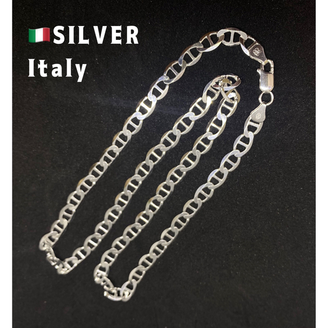 イタリア製22インチシルバーアンカーチェーン SILVERネックレス MFれき ...