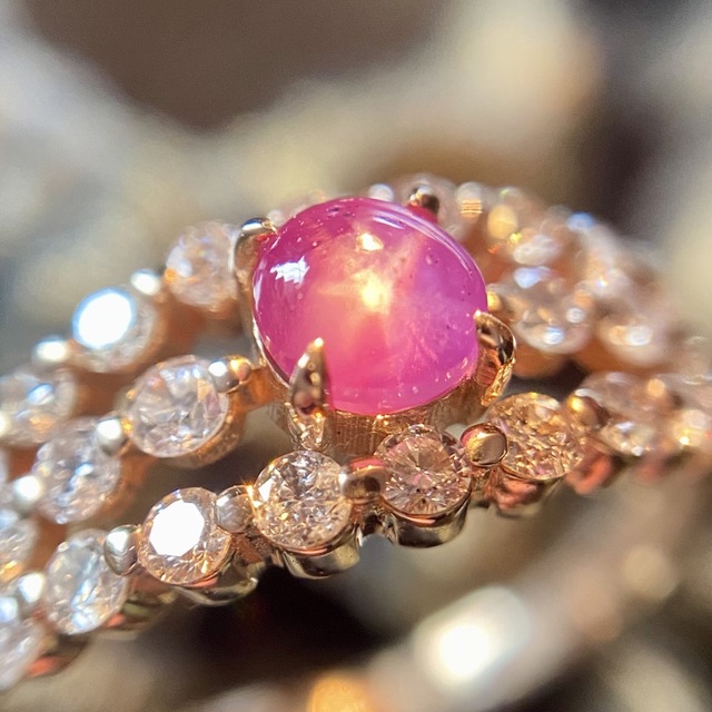 『専用です』天然レッドパープルスターサファイア ダイヤモンド 計1.261ct レディースのアクセサリー(リング(指輪))の商品写真