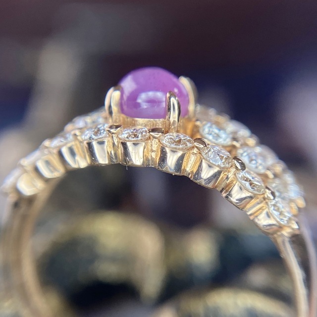 『専用です』天然レッドパープルスターサファイア ダイヤモンド 計1.261ct レディースのアクセサリー(リング(指輪))の商品写真