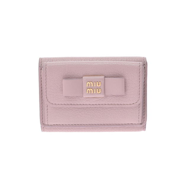 ミュウミュウ コンパクトウォレット 三つ折り財布 ピンク - 財布