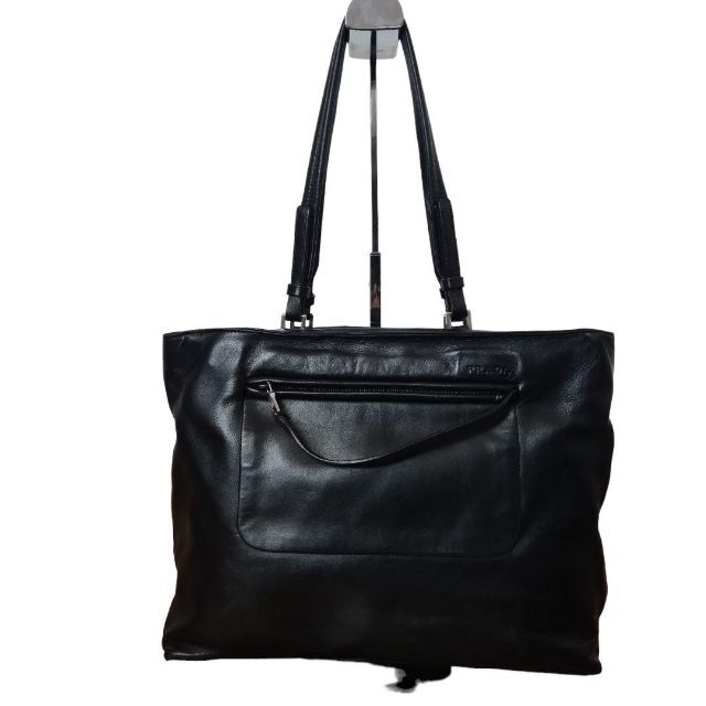 ☆美品☆ PRADA トートバッグ ブラック 黒色 レザー ロゴ A4-