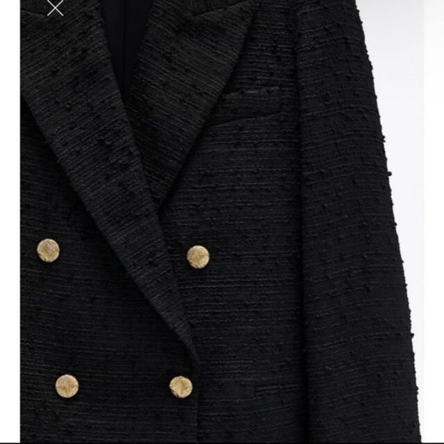 ZARA - テクスチャー素材ブレザー 黒 ZARA S ジャケット ダブル