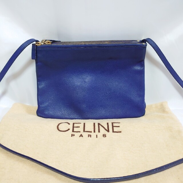 CELINE トリオ ラージ ショルダーバッグ ブルー