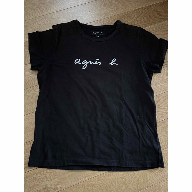 【極美品】agnes.b ロゴ プリント ロングTシャツ ブラック 2