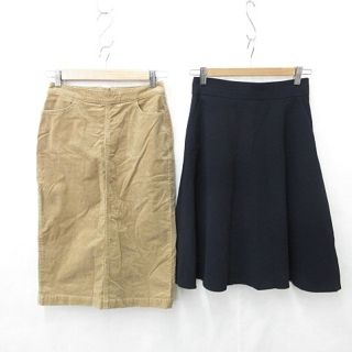 デミルクスビームス(Demi-Luxe BEAMS)のビームス N.Natural Beauty Basic スカート 紺 ベージュ(ひざ丈スカート)