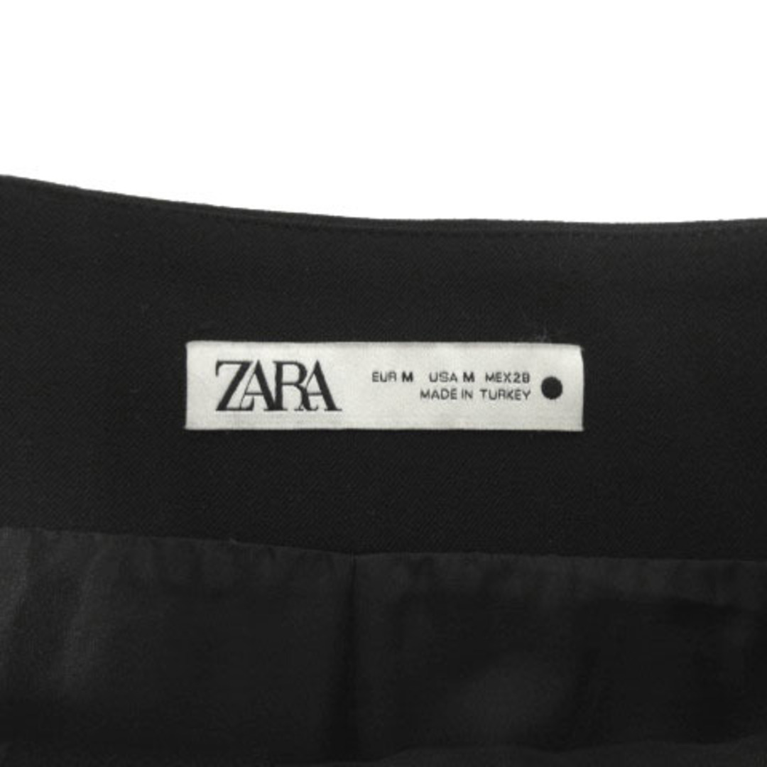 ZARA(ザラ)のZARA スカート インナーパンツ ミニ丈 台形 ベルト付き ブラック 黒 M レディースのスカート(ミニスカート)の商品写真