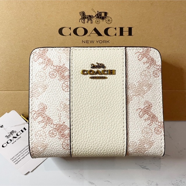 COACH(コーチ)の【COACH】 ビルフォールド ウォレット アイボリー×ベージュ折財布 レディースのファッション小物(財布)の商品写真