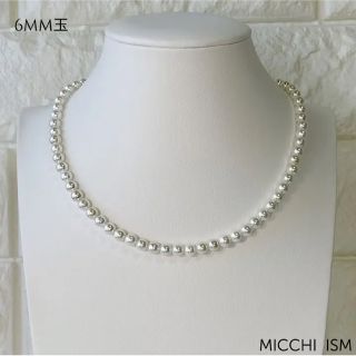 パールネックレス 6mm玉 レディース メンズ 高品質 流行り大人気 シンプル(ネックレス)