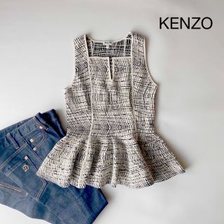 ケンゾー(KENZO)のKENZO ケンゾー　ペプラム　ニット　ノースリーブ　レディース　S(ニット/セーター)