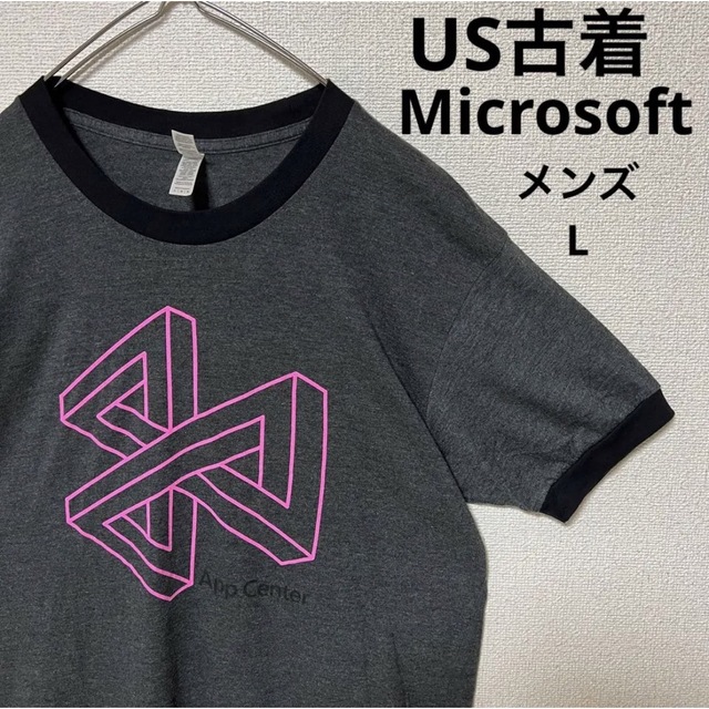 American Apparel(アメリカンアパレル)の【US古着】Microsoft 企業ロゴ　リンガーTシャツ メンズ L メンズのトップス(Tシャツ/カットソー(半袖/袖なし))の商品写真