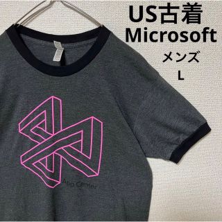 アメリカンアパレル(American Apparel)の【US古着】Microsoft 企業ロゴ　リンガーTシャツ メンズ L(Tシャツ/カットソー(半袖/袖なし))