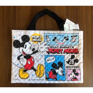 ディズニー(Disney)の【新品】Disneyミッキー　キルトレッスンバッグ　手提げ袋(レッスンバッグ)