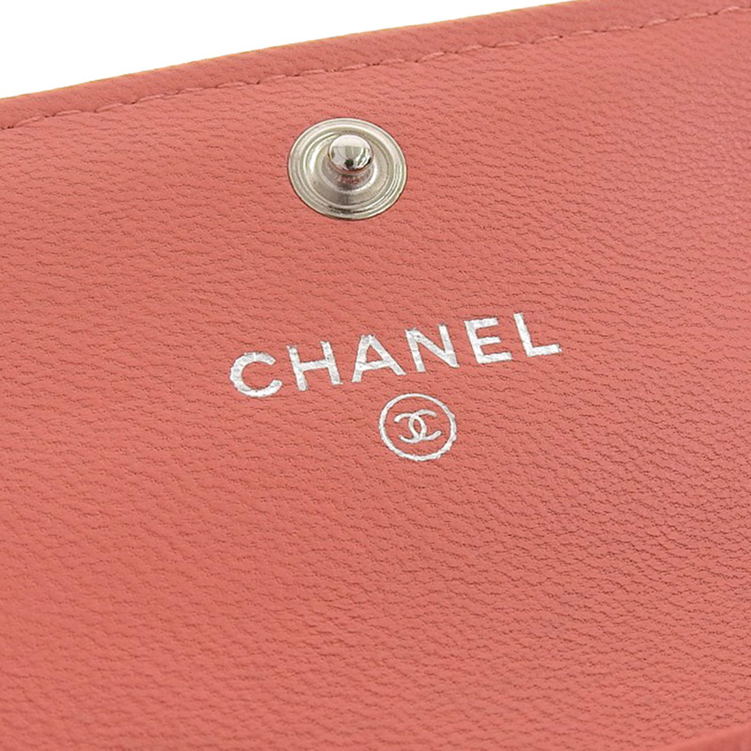 CHANEL(シャネル)のシャネル CHANEL マトラッセ カードケース 名刺入れ レザー ピンク×ブルー 27番台 中古 新入荷 CH0845 レディースのファッション小物(名刺入れ/定期入れ)の商品写真