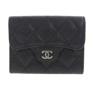 シャネル(CHANEL)のシャネル CHANEL マトラッセ カードケース 名刺入れ キャビアスキン ブラック 25番台 中古 新入荷 CH0846(名刺入れ/定期入れ)