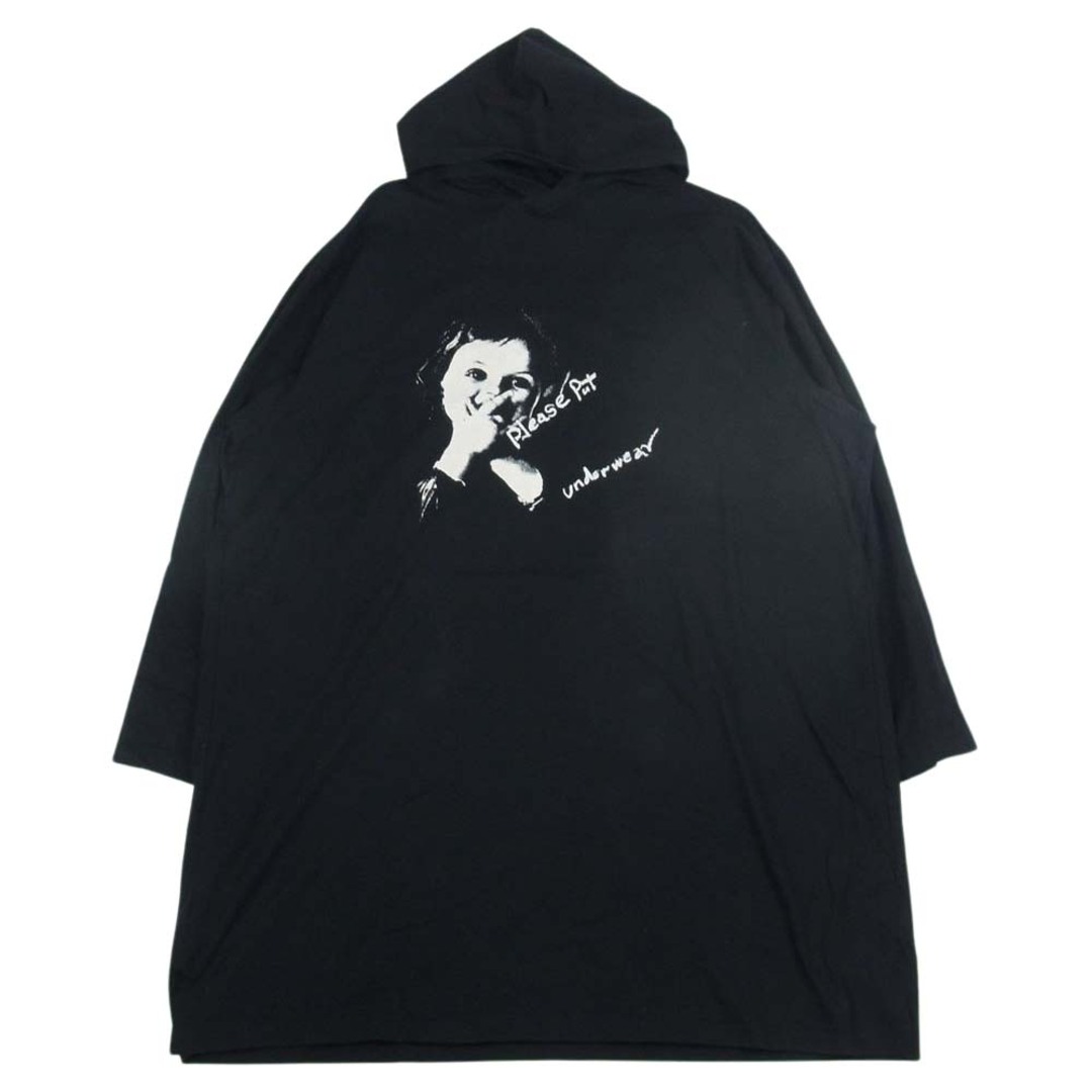 Yohji Yamamoto POUR HOMME ヨウジヤマモトプールオム 21AW HX-T73-078 PRINT BIG LONG SLEEVES HOODY プリント ビッグ ロングスリーブ フーディ パーカー ブラック系 3【美品】