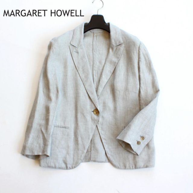 MARGARET HOWELL(マーガレットハウエル)のマーガレットハウエル★リネン100％　テーラードジャケット　グレー　2(M) レディースのジャケット/アウター(テーラードジャケット)の商品写真