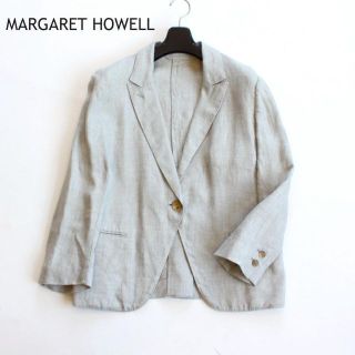 マーガレットハウエル(MARGARET HOWELL)のマーガレットハウエル★リネン100％　テーラードジャケット　グレー　2(M)(テーラードジャケット)