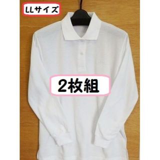 新品 【LL】 婦人レディース 長袖ポロシャツ（白）２枚組(ポロシャツ)
