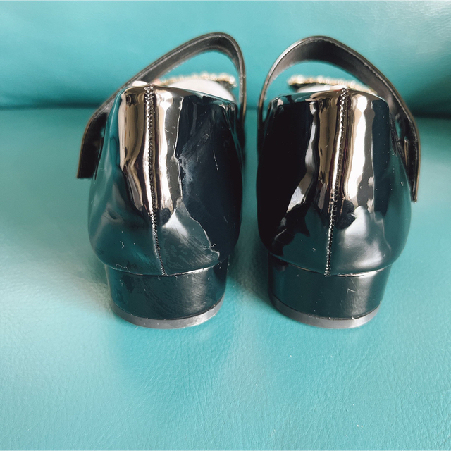 【新品】値下げ　25センチ　メリージェーン　ブラックパンプス　ローヒールパンプス レディースの靴/シューズ(ハイヒール/パンプス)の商品写真