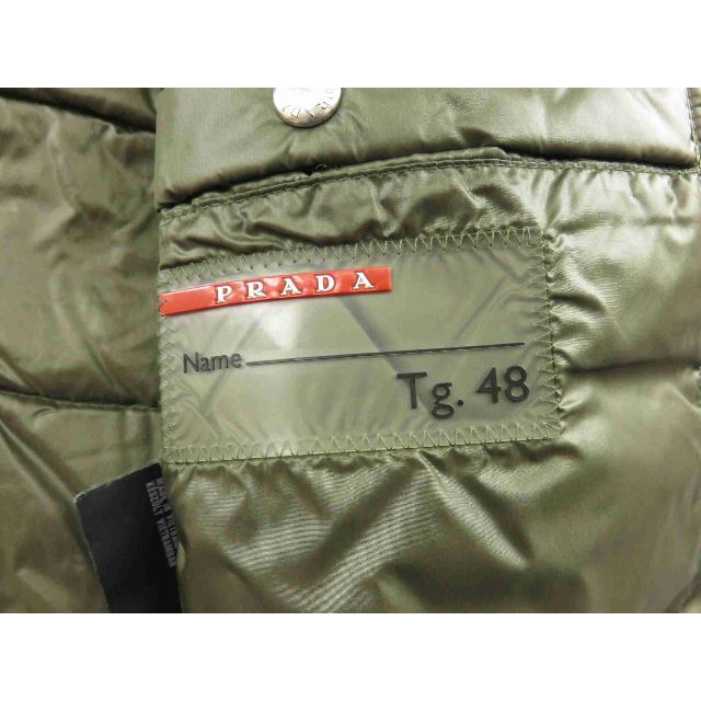 【美品】PRADA プラダ ダウンベスト 三角プレート カーキ 48 メンズ
