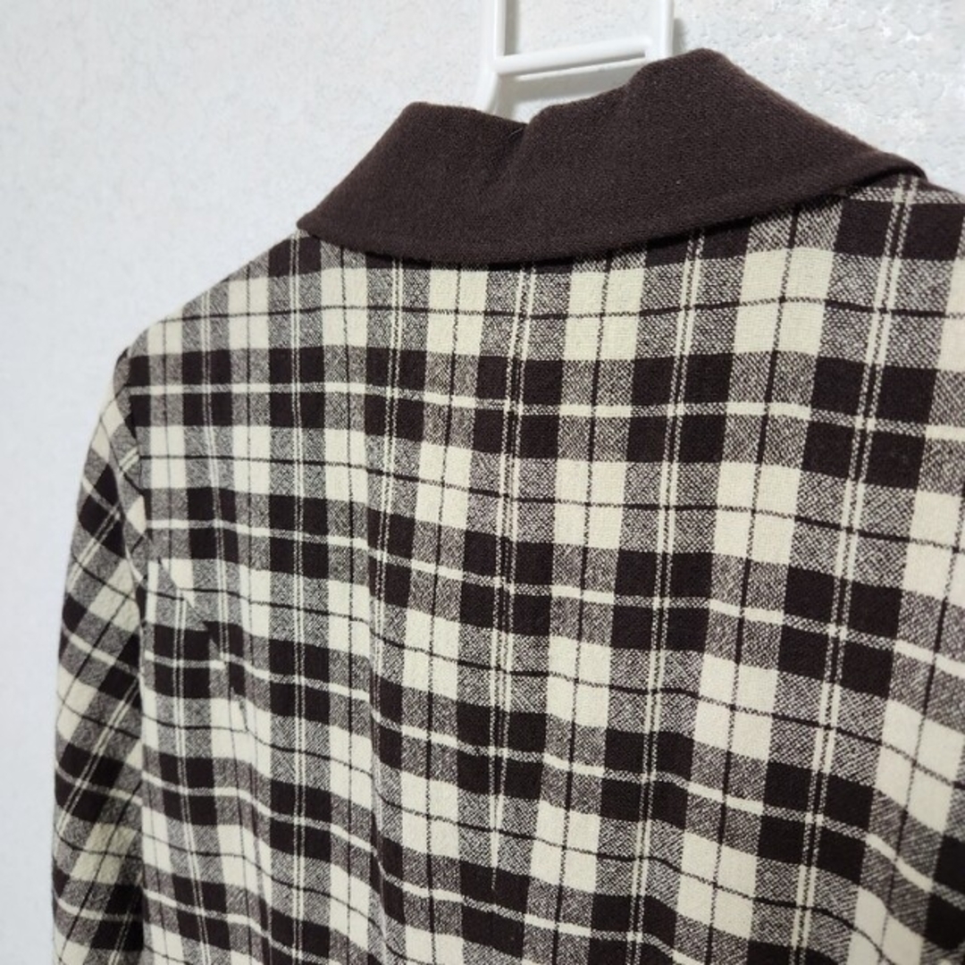 レトロ レディースチェックワンピース　コート レディースのジャケット/アウター(ロングコート)の商品写真