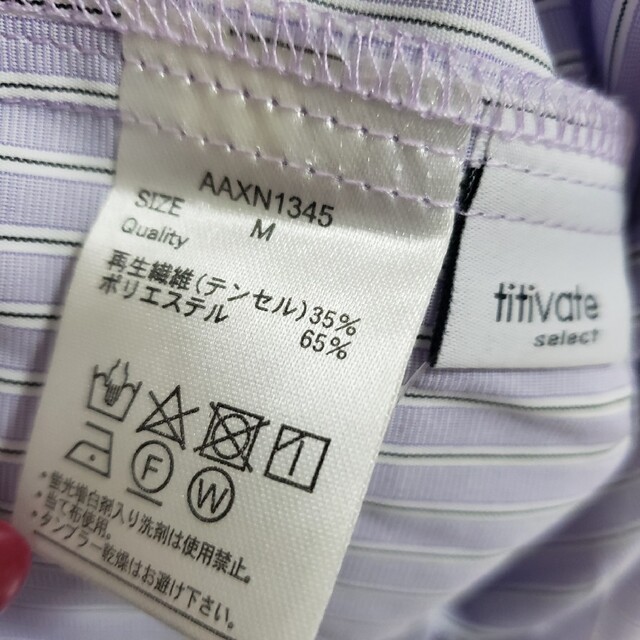 titivate(ティティベイト)の新品未使用 titivate つけ襟付ストライプバンドカラーシャツ ラベンダー レディースのトップス(シャツ/ブラウス(長袖/七分))の商品写真