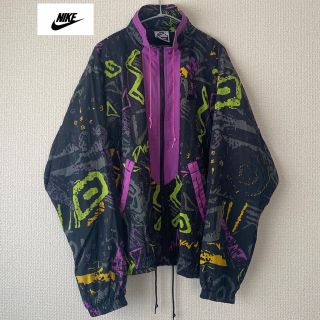 ナイロンジャケットNIKE 90s 黒タグ ナイロンジャケット バンダナ柄 クレイジーパターン