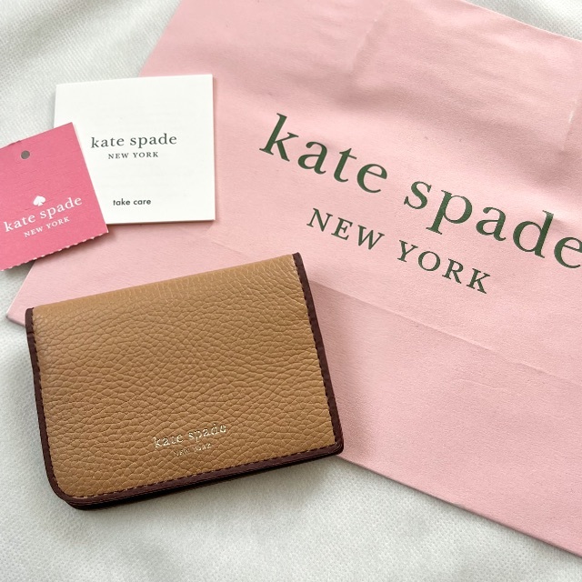 katespade ケイトスペード カードケース ミニ財布 ベージュ - 名刺入れ ...