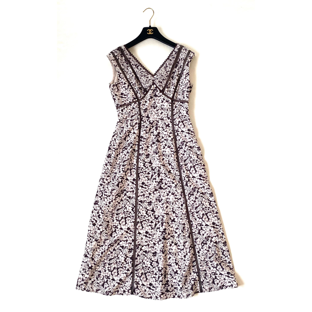 第一ネット Herlipto Lace Trimmed Floral Dress Brown