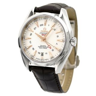 オメガ(OMEGA)の【新品】オメガ OMEGA 腕時計 メンズ 231.13.43.22.02.004 シーマスター アクアテラ 150M コーアクシャル クロノメーター GMT 43mm SEAMASTER AQUATERRA 150M 43mm 自動巻き（8605） シルバーxダークブラウン アナログ表示(腕時計(アナログ))