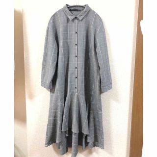 ザラ(ZARA)のzara チェック シャツワンピース M(ひざ丈ワンピース)