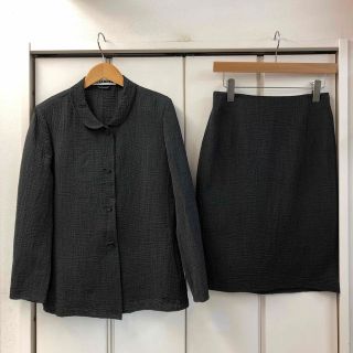 ジルサンダー(Jil Sander)の美品 JIL SANDER シワ加工 ジャケット スカート スーツ上下(36)(スーツ)