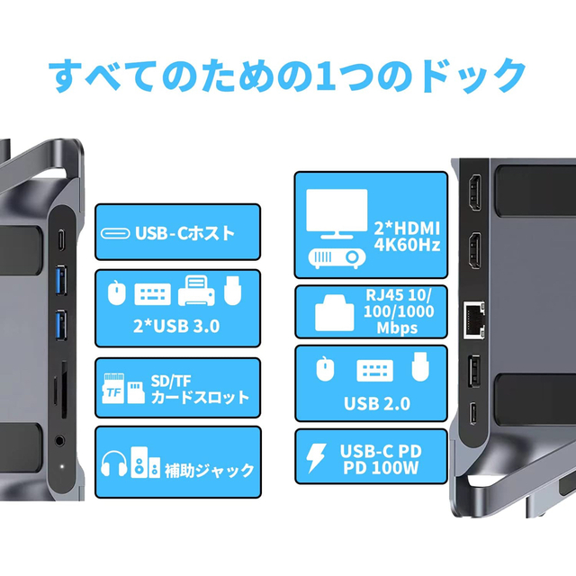 Type-cハブ 4Kドッキングステーションmacbook用スタンド スマホ/家電/カメラのPC/タブレット(PC周辺機器)の商品写真