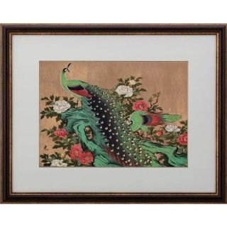 パネル 自然 花 華やか インテリア「孔雀に牡丹(金箔アート)」アルミ製