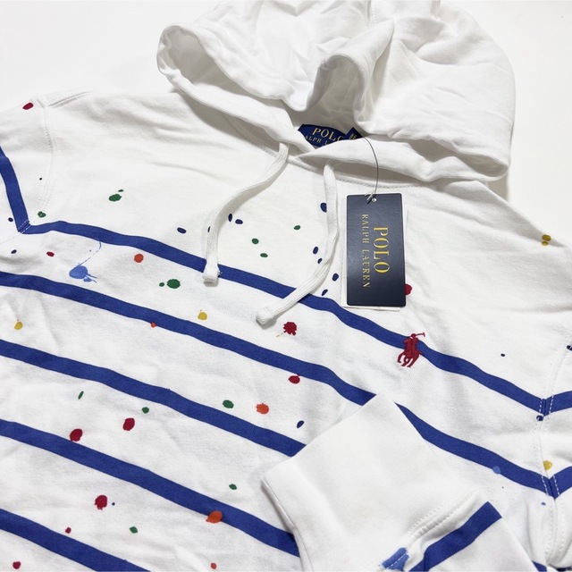 POLO RALPH LAUREN(ポロラルフローレン)のメンズS☆新品 ラルフローレン ペイントスプラッター フード付きロンT メンズのトップス(Tシャツ/カットソー(七分/長袖))の商品写真