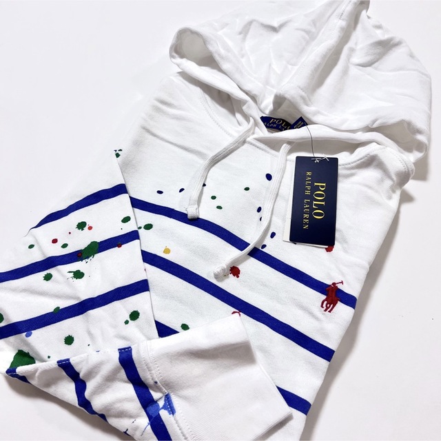 POLO RALPH LAUREN(ポロラルフローレン)のメンズS☆新品 ラルフローレン ペイントスプラッター フード付きロンT メンズのトップス(Tシャツ/カットソー(七分/長袖))の商品写真