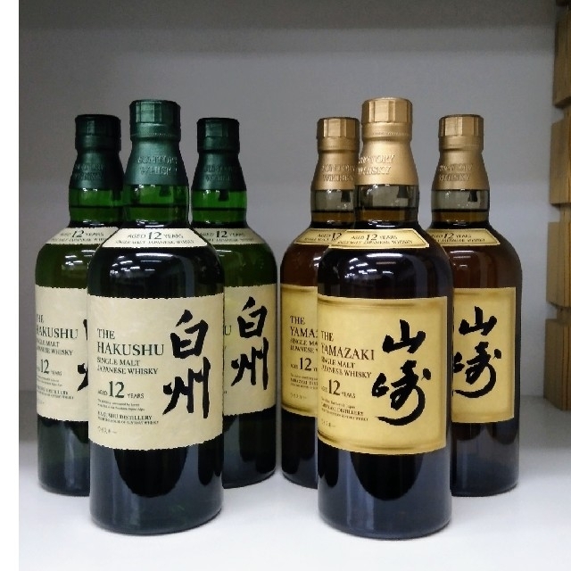 サントリー(サントリー)の山崎１２年３本&白州１２年３本セット(正規品)ホログラム付き 食品/飲料/酒の飲料(その他)の商品写真