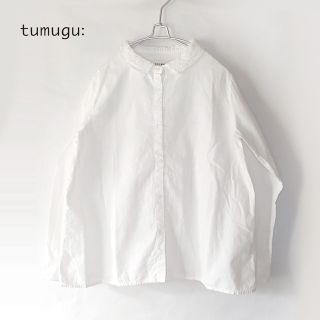 ツムグ(tumugu)の美品 tumugu:✨ツムグ レース襟 コットンキャンブリック起毛 ブラウス(シャツ/ブラウス(長袖/七分))