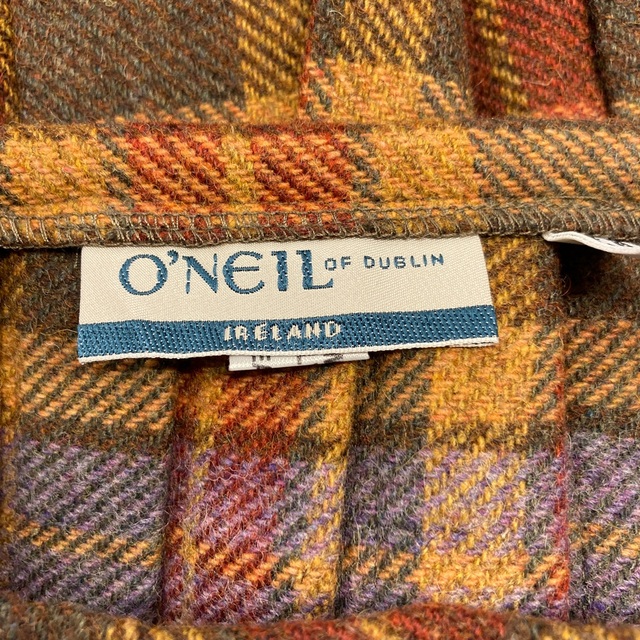 o'neil of dublin オレンジチェックパッチワークラップスカート