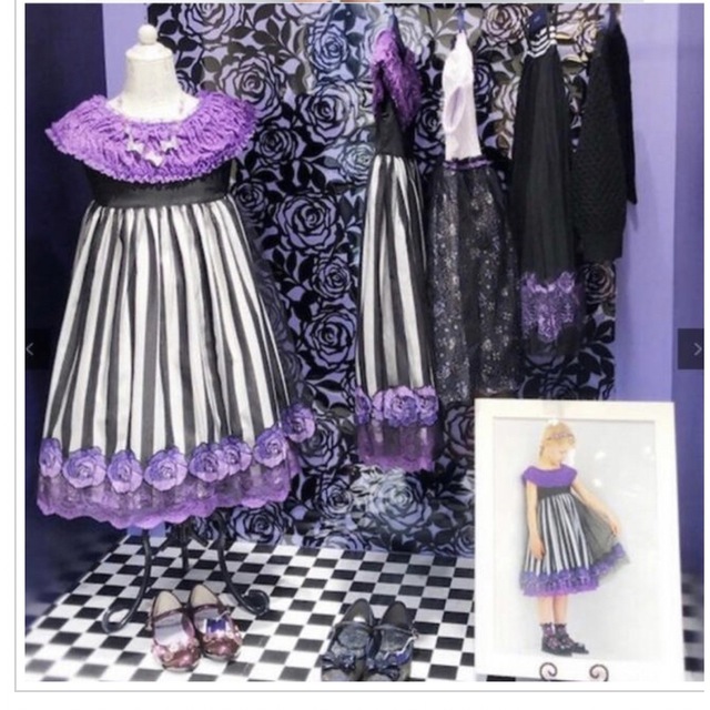 ANNA SUI mini(アナスイミニ)のアナスイミニ　ストライプドレス　L（130〜140） キッズ/ベビー/マタニティのキッズ服女の子用(90cm~)(ワンピース)の商品写真